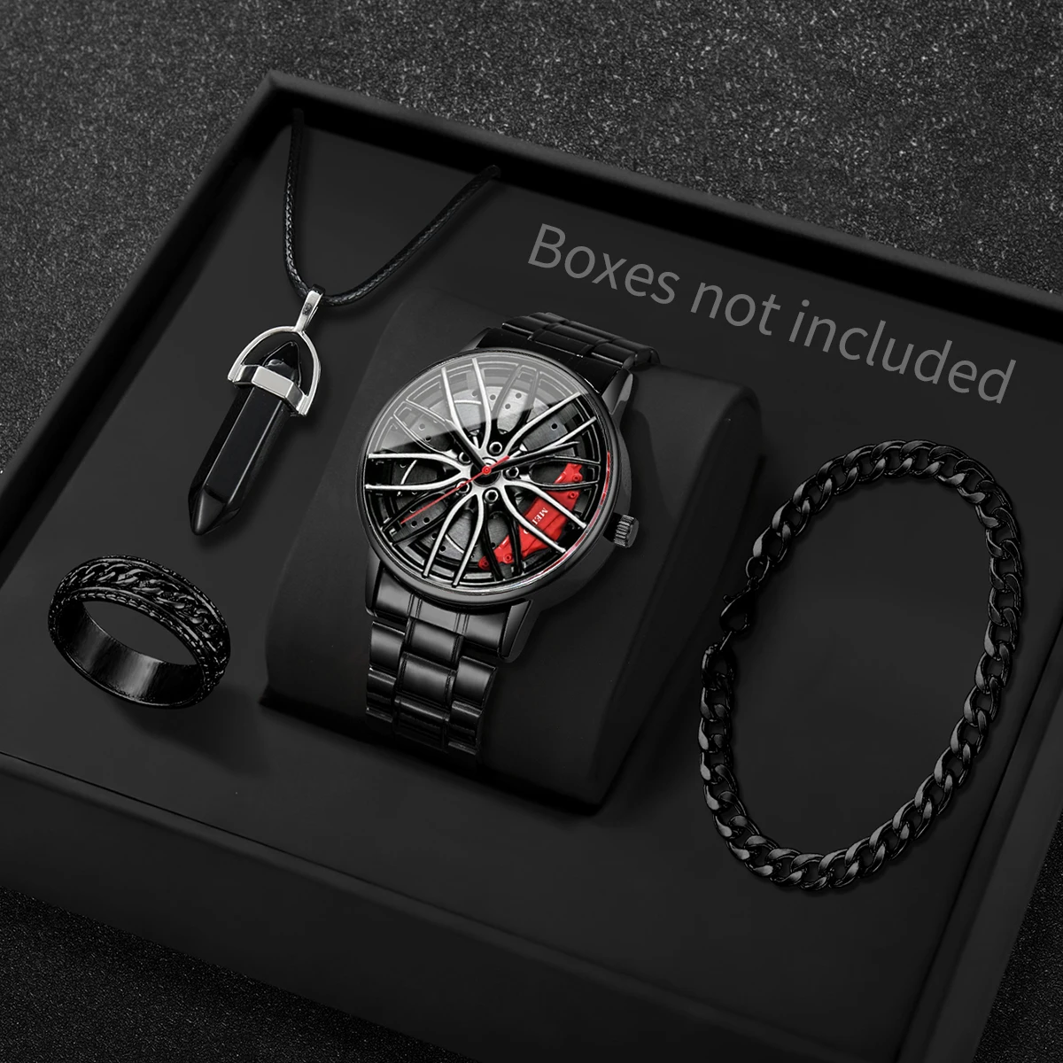 Jewelry Type Watches - นาฬิกาข้อมือแฟชั่นผู้ชายลายล้อรถ 3 มิติ ชุด 4 เรือน