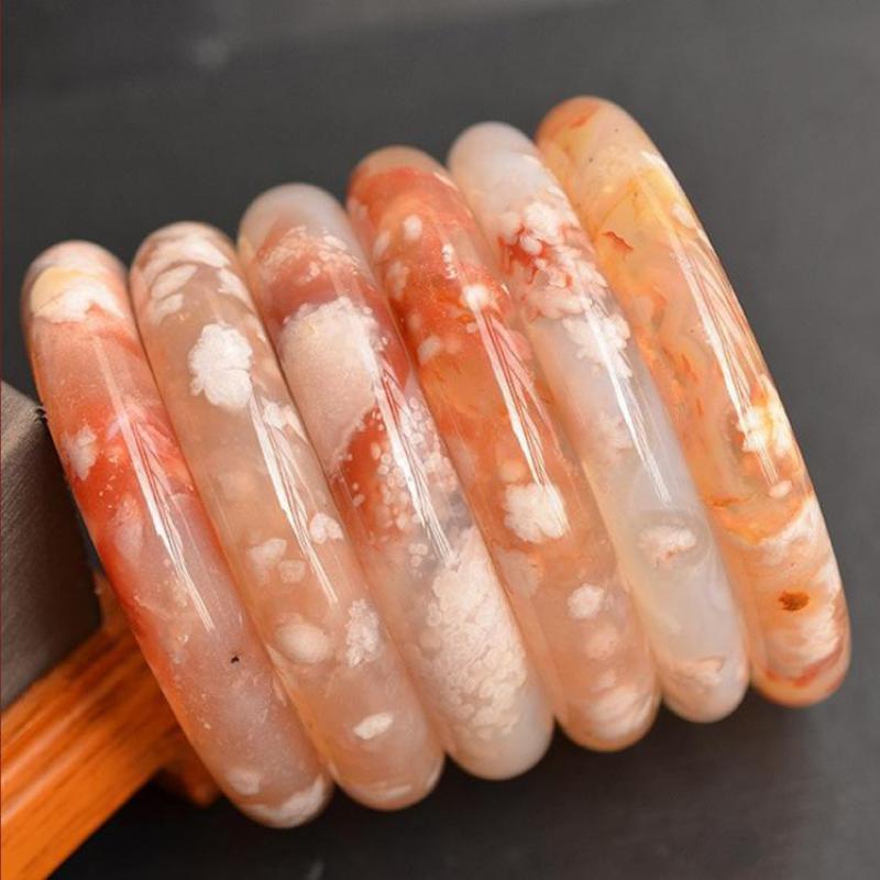 Gemstone Bracelet Healing - กำไลข้อมือหินอาเกตดอกไม้อัญมณีบำบัดสำหรับผู้หญิงเครื่องประดับอย่างดีหินธรรมชาติแท้กำไลข้อมืออาเกตลายดอกซากุระเป็นของขวัญสำหรับผู้หญิง