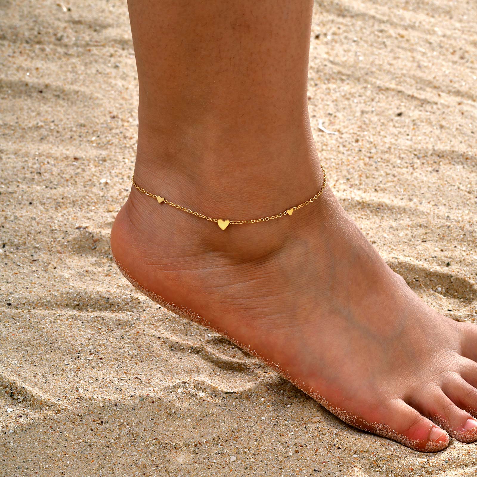 Jc Jewelry & Watches - สแตนเลสสตีลหัวใจ Anklets สําหรับผู้หญิง,Gold Plated สร้อยข้อเท้าสร้อยข้อมือ,หรูหราเครื่องประดับของขวัญ PARTY