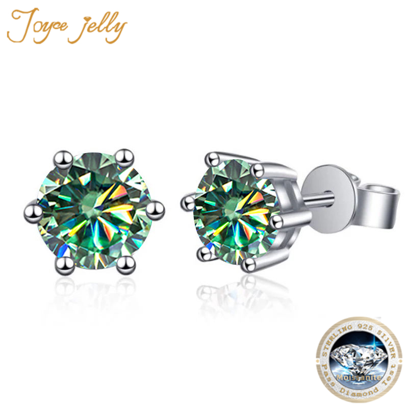 Jc Jewelry & Watches - Joycejelly ต่างหูเงิน S925เกลียวสว่านแบบคลาสสิกหกขา2ct คู่ต่างหูเพชรโมอิสซาไนต์สำหรับเจ้าสาวในงานแต่งงานเครื่องประดับชั้นดี