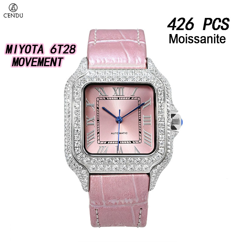Vvs Jewelry Watches - นาฬิกาเพชร VVS Moissanite สำหรับผู้ชาย นาฬิกาทรงสี่เหลี่ยม เครื่องประดับ