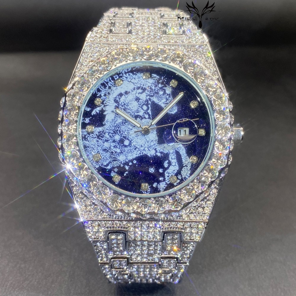 Jewelry Type Watches - นาฬิกาควอตซ์ผู้ชายฮิปฮอป MISSFOX รุ่นปี 2026 นาฬิกาข้อมืออัตโนมัติประดับเพชรแฟชั่น นาฬิกาปีมะโรงสำหรับผู้ชาย