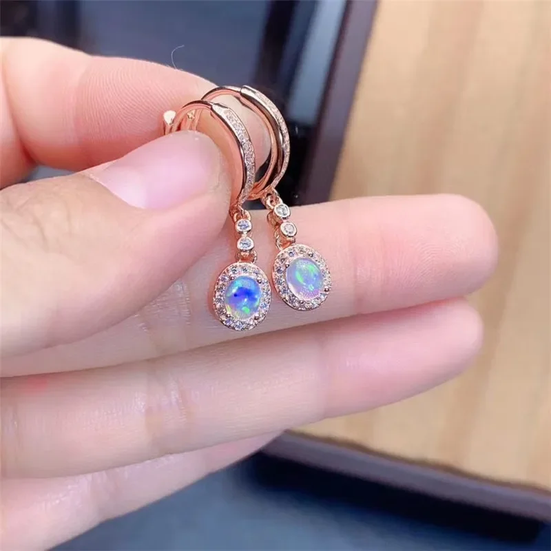 Opal Earrings Dangle - ใหม่ต่างหูโอปอลธรรมชาติ 925 เงินสุภาพสตรีสง่างามหรูหราแฟชั่น Elegant Design Temperament