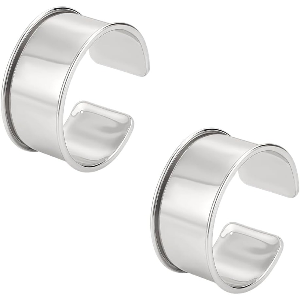 Cuff Bangle Bracelet - 2pcs Platinum ร่องกําไลข้อมือ Punk สไตล์วงกว้างเปิดกําไลข้อมือปรับโลหะผสมข้อมือกําไลข้อมือสําหรับอัญมณีชุด