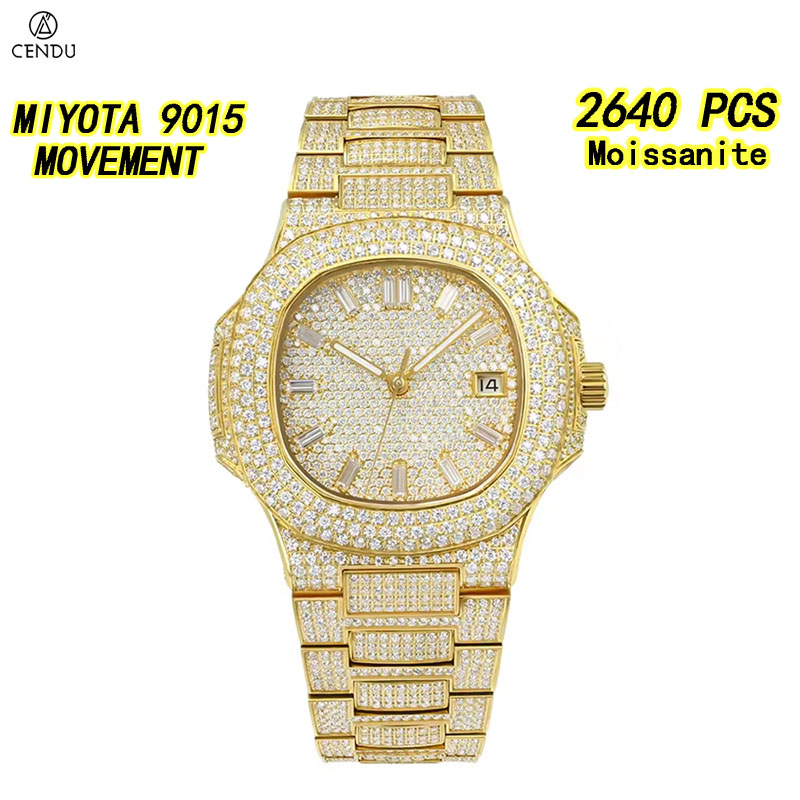 Vvs Jewelry Watches - นาฬิกาข้อมือผู้ชายหรูหรา ประดับเพชรโมอิสซาไนต์เต็มตัว สไตล์ฮิปฮอป ระบบอัตโนมัติ Miyota 9015