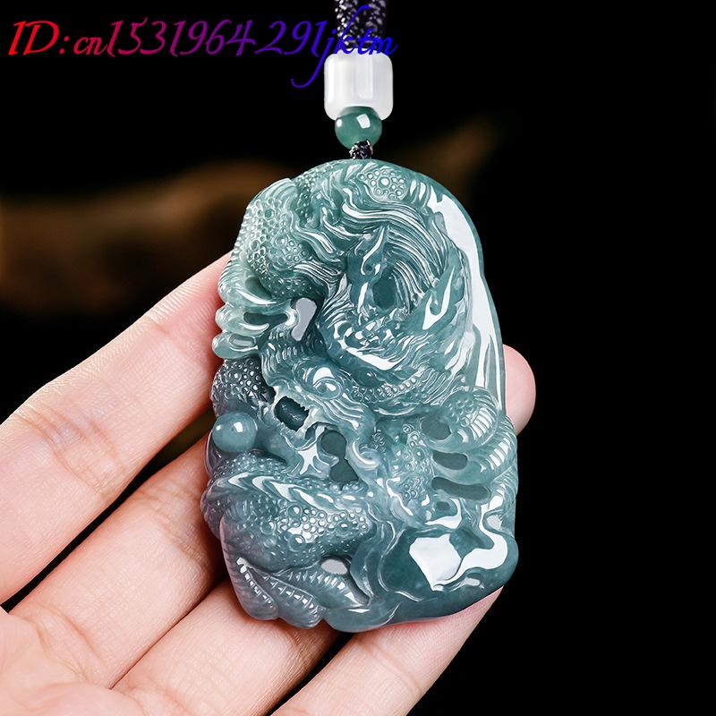 หยกพม่าธรรมชาติจี้มังกรสร้อยคอ - The Jewelry & Watches บทวิจารณ์และราคา