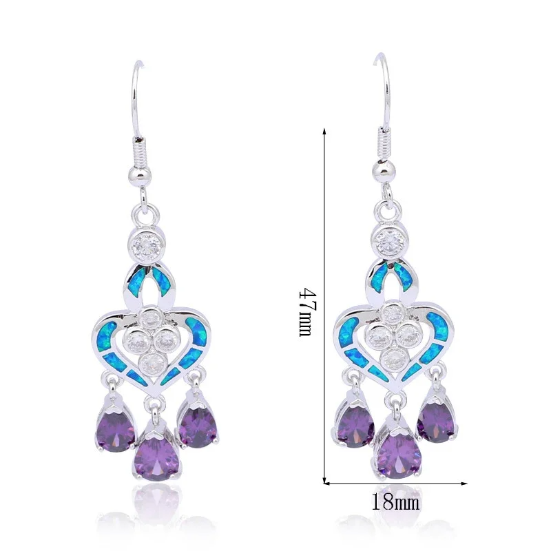 ต่างหูรูปหัวใจประดับโอปอลสีฟ้า - Opal Earrings Dangle บทวิจารณ์และราคา