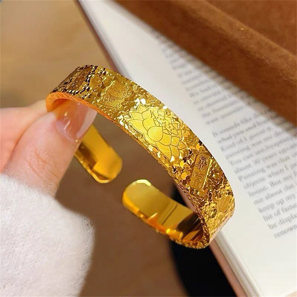 กำไลข้อมือสแตนเลสชุบทอง 14K ลา - Cuff Bangle Bracelet บทวิจารณ์และราคา