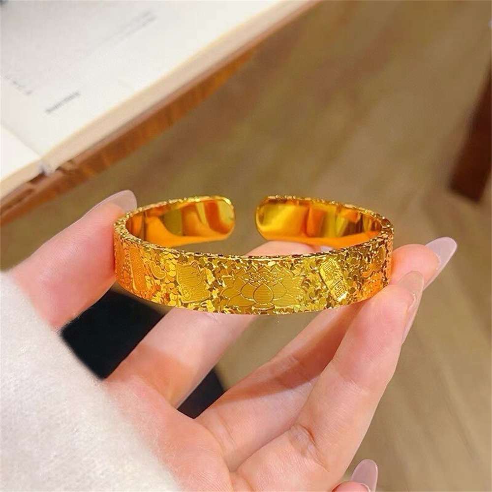 กำไลข้อมือสแตนเลสชุบทอง 14K ลา - Cuff Bangle Bracelet บทวิจารณ์และราคา
