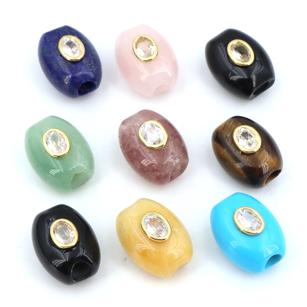 ลูกปัดหินธรรมชาติรูใหญ่ทรงแบนป - Gemstone Bracelet Healing บทวิจารณ์และราคา
