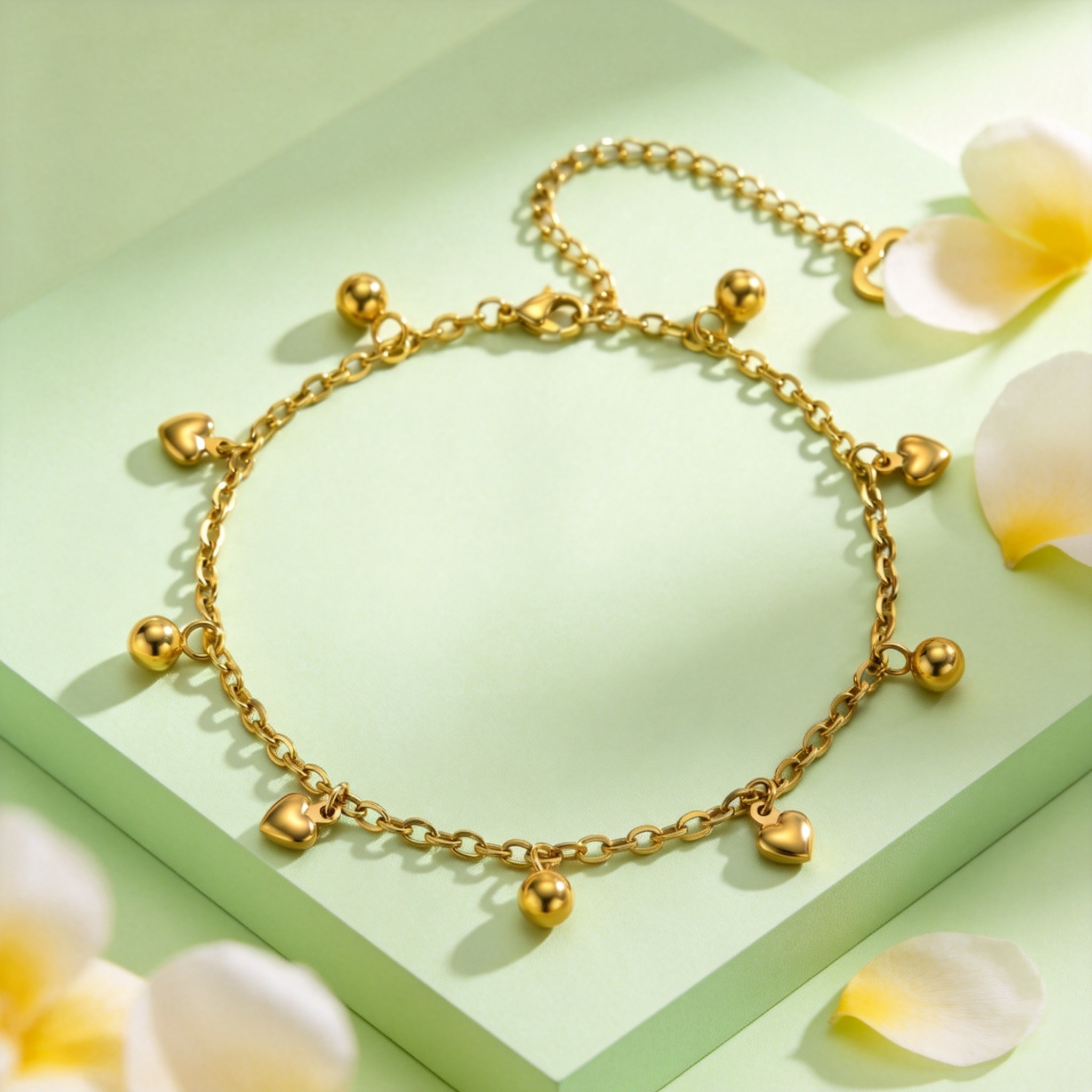 สร้อยข้อเท้ารูปหัวใจประดับลูกป - Jc Jewelry & Watches บทวิจารณ์และราคา