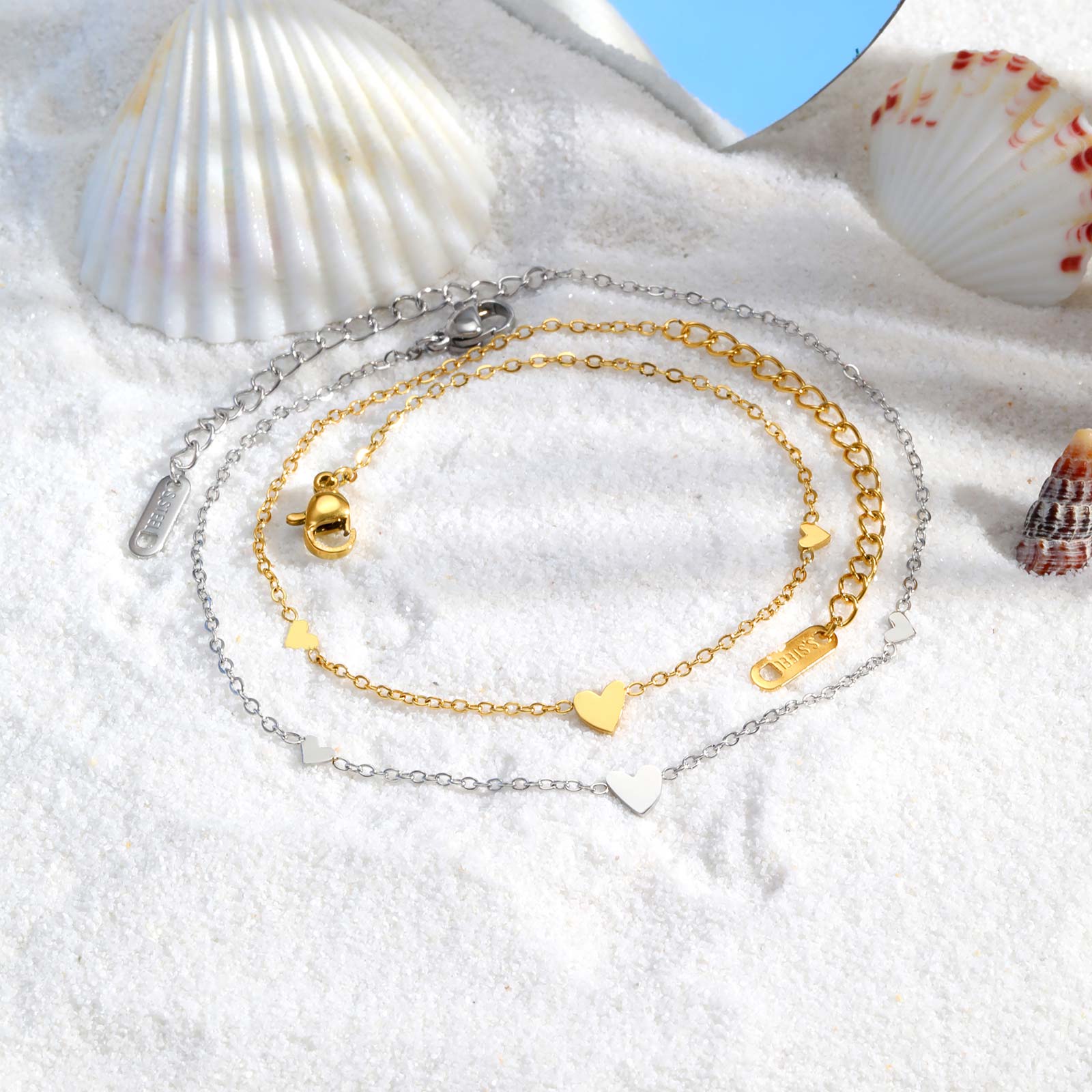สแตนเลสสตีลหัวใจ Anklets สําหร - Jc Jewelry & Watches บทวิจารณ์และราคา
