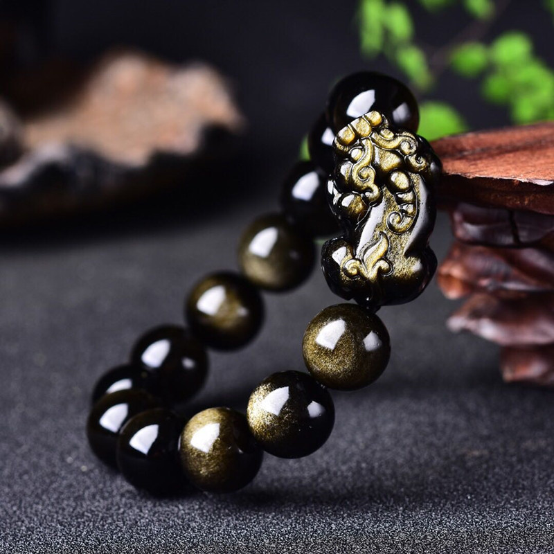 ทองธรรมชาติ Obsidian สร้อยข้อม - Gemstone Bracelet Healing บทวิจารณ์และราคา