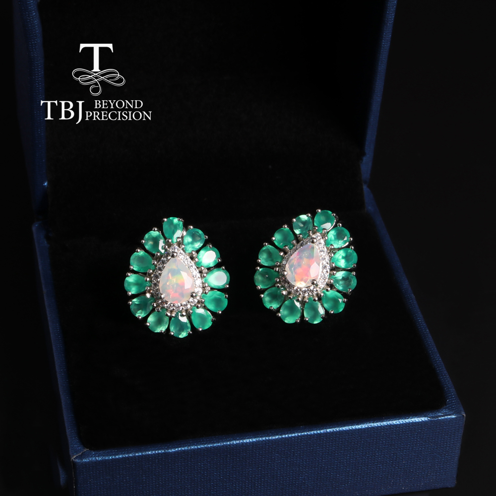 ต่างหูอัญมณีหลากสีรูปทรงรูปทรง - Opal Earrings Dangle บทวิจารณ์และราคา