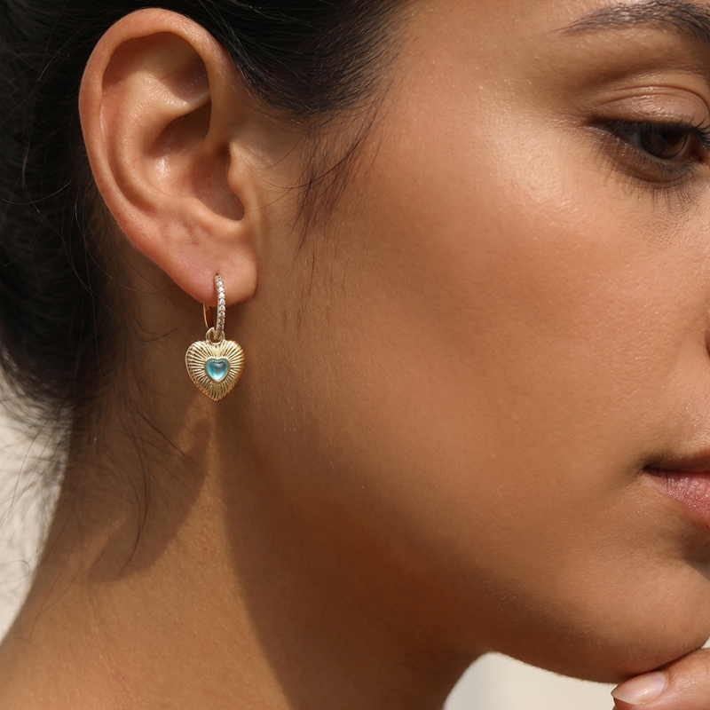 ต่างหูเงินแท้ S925 รูปหัวใจแบบ - Opal Earrings Dangle บทวิจารณ์และราคา