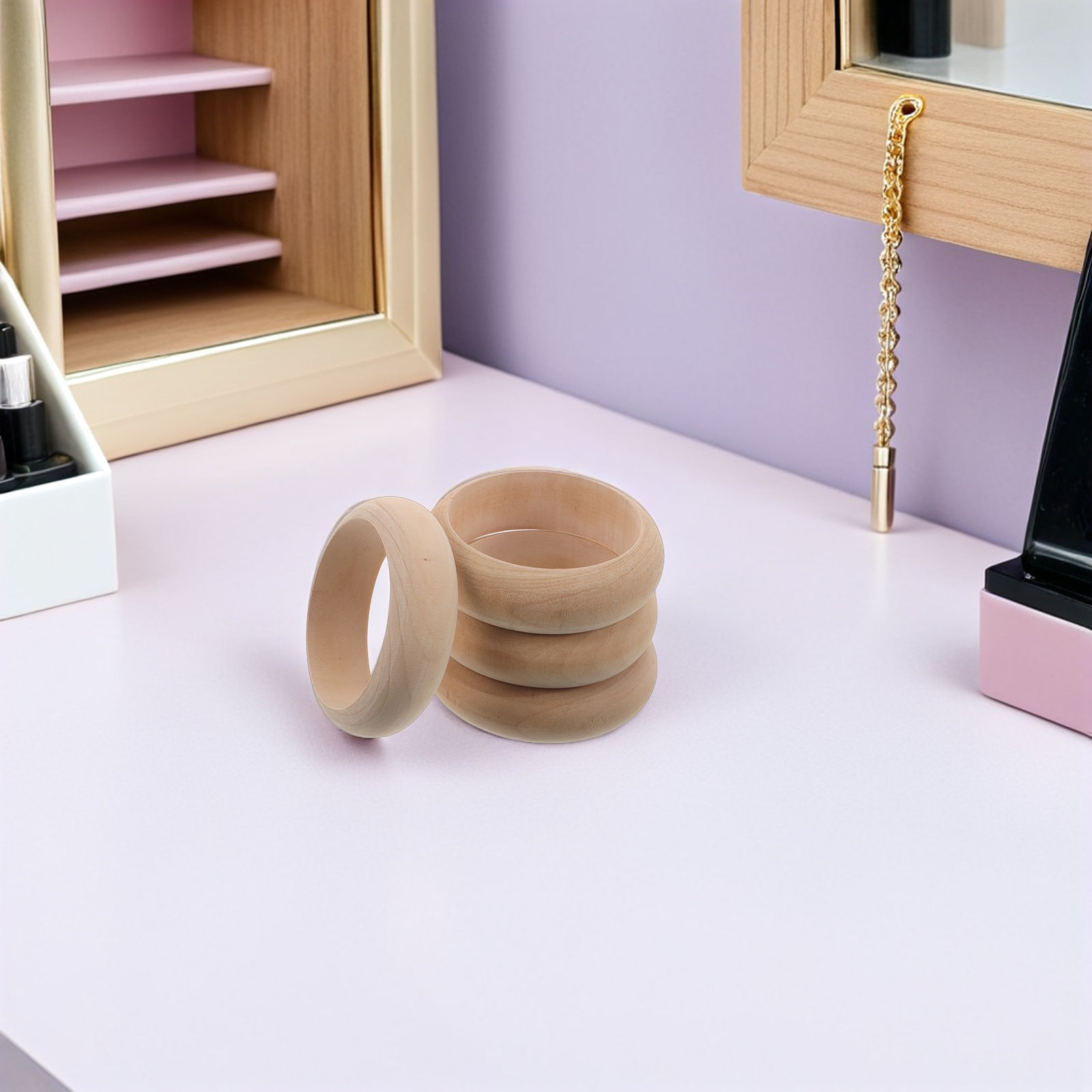 กำไลไม้ธรรมชาติ 4 ชิ้น กำไลไม้ - Cuff Bangle Bracelet บทวิจารณ์และราคา