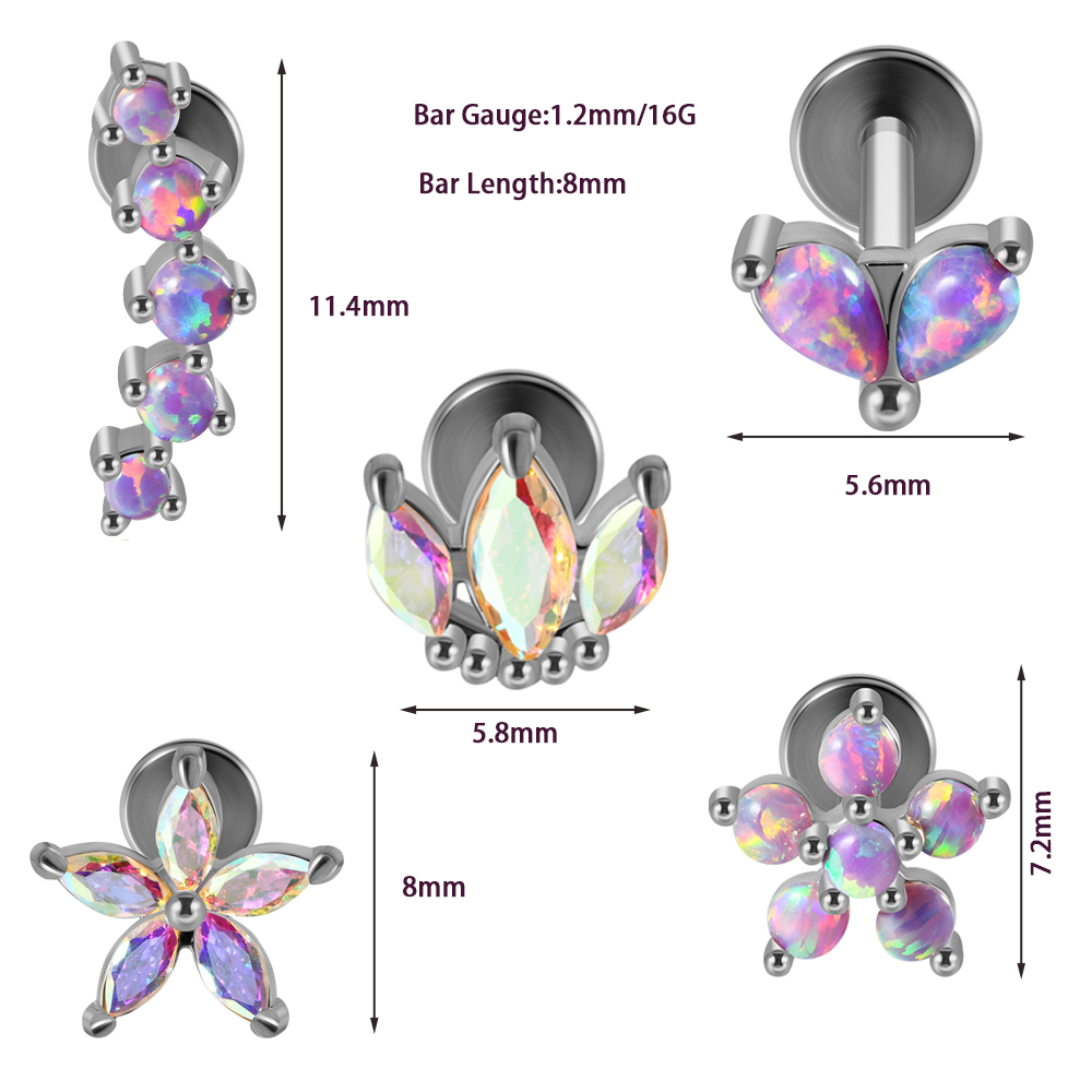 1PC สแตนเลสสตีลโอปอลดอกไม้หู T - Opal Earrings Dangle บทวิจารณ์และราคา
