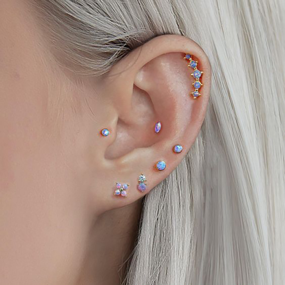 1PC สแตนเลสสตีลโอปอลดอกไม้หู T - Opal Earrings Dangle บทวิจารณ์และราคา