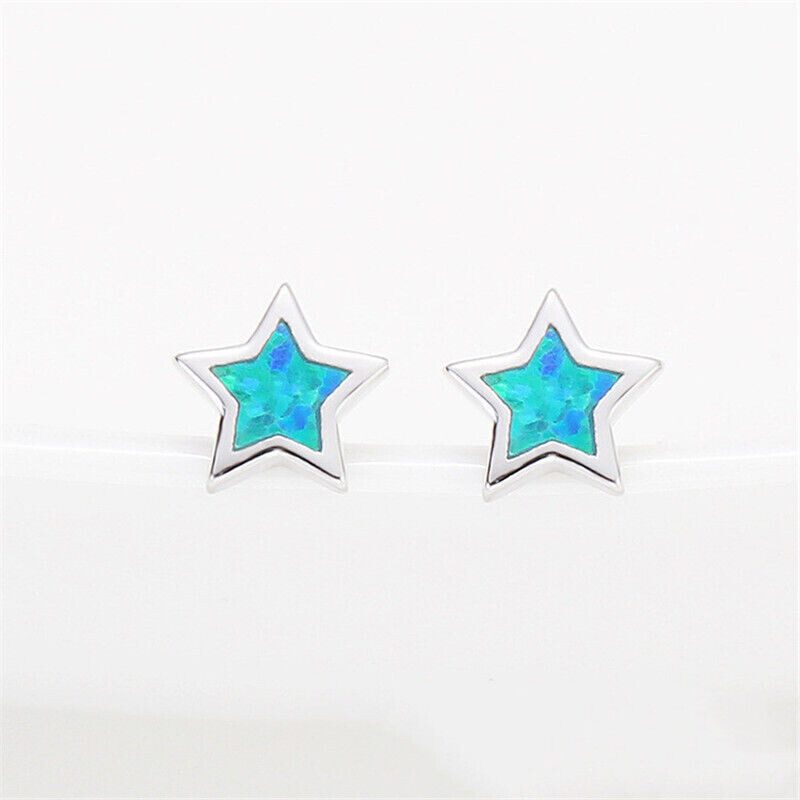 ต่างหูเงินรูปดาวห้าแฉกสีเขียว/ - Opal Earrings Dangle บทวิจารณ์และราคา