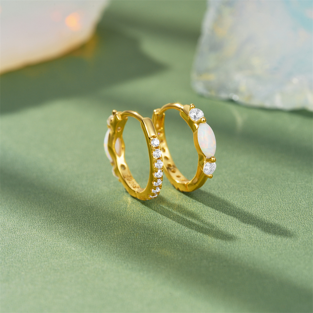 ต่างหูห่วงเงินแท้ 925 ประดับโอ - Opal Earrings Dangle บทวิจารณ์และราคา