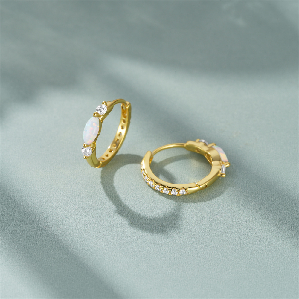 ต่างหูห่วงเงินแท้ 925 ประดับโอ - Opal Earrings Dangle บทวิจารณ์และราคา