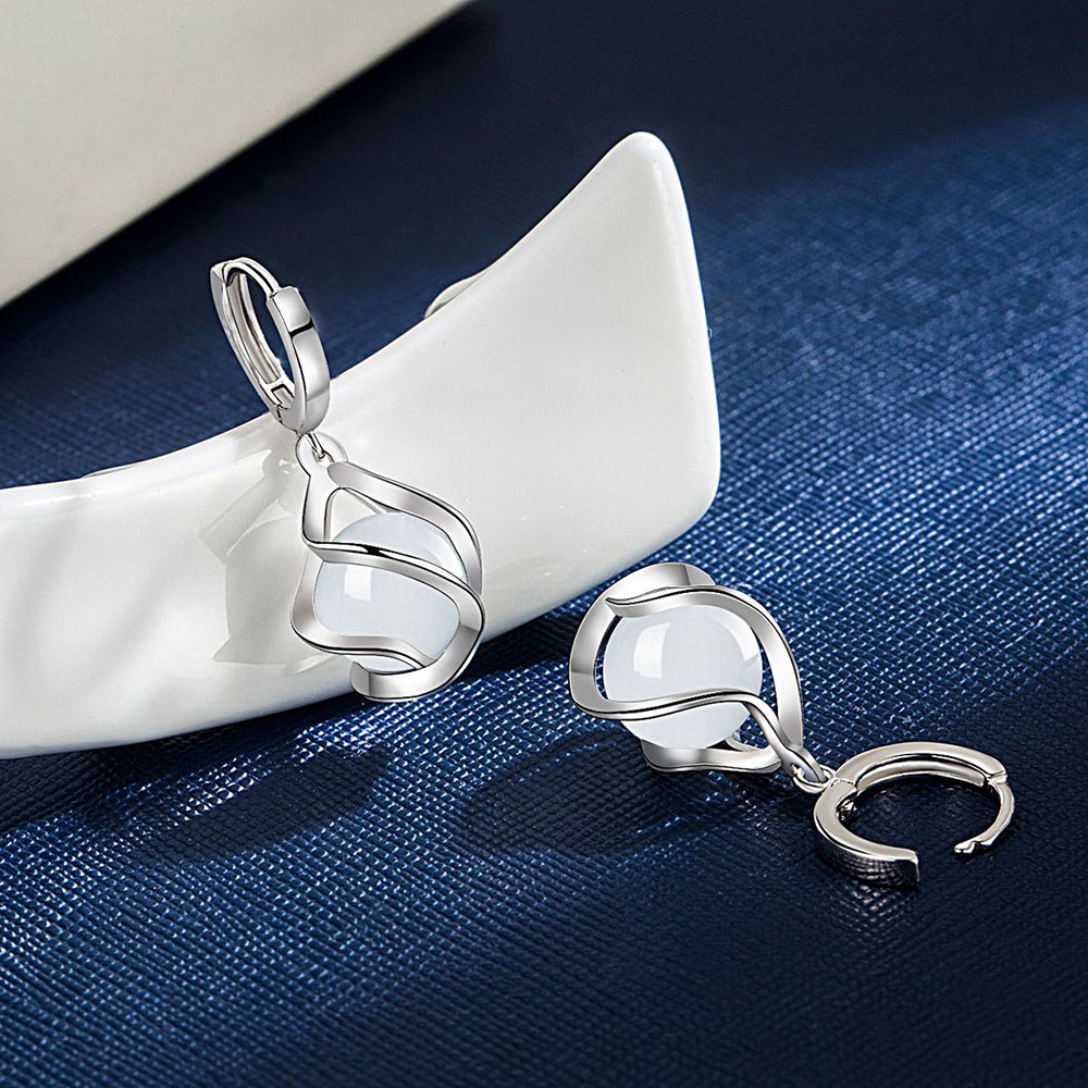 ใหม่ 925 เงินสเตอร์ลิงต่างหูจี - Opal Earrings Dangle บทวิจารณ์และราคา